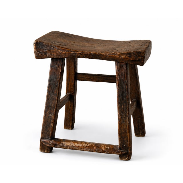 Wood English Primitive Elm Milking Stool with Hand-Shaped Saddle Seat, 17th Century For Sale - Image 7 of 7