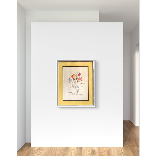 Pablo Picasso Vintage Pablo Picasso Lithograph in Original Metal Frame For Sale - Image 4 of 4
