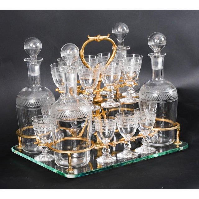 Antique French Bacarrat Ormolu and Glass Liqueur Cabinet, 1800s, Set of 21 For Sale - Image 3 of 18