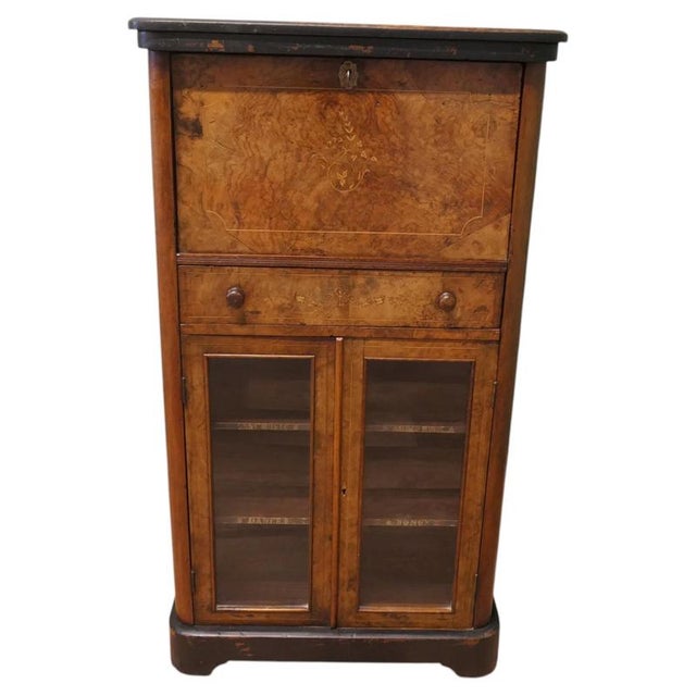 Wood Victorian Bur Walnut Music Filing Cabinet, 1960 For Sale - Image 7 of 7