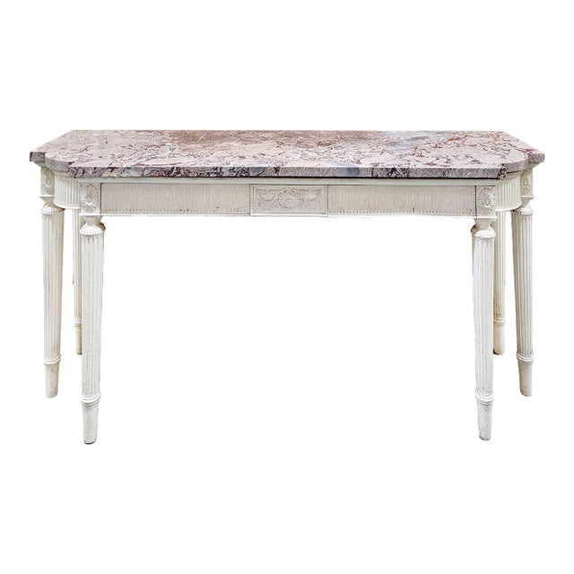 A George III White-Painted Mahogany and Marble Top Console Serving Table For Sale