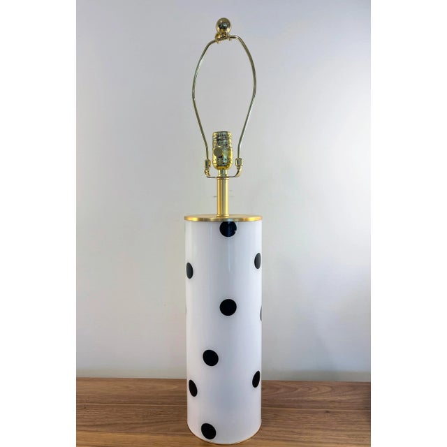 Contemporary Kate Spade Deco Polka Dot Lamp in Black and Ivory White For Sale - Image 9 of 9