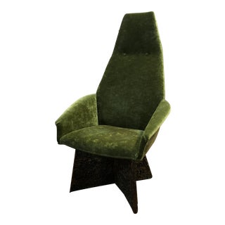 Adrian Pearsall Green Velvet High Back Chair For Sale