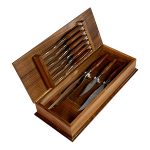 Mode Danish Rosewood Stainless Steel Knives by Sheffield England in Presentation Case, C. 70s