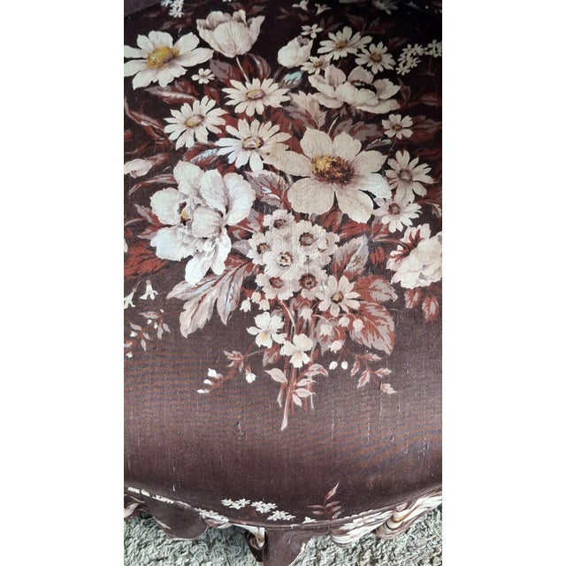 Antique Napoleon III Toadstool Lounge Chair with Floral Fabric, 1890s For Sale - Image 13 of 15