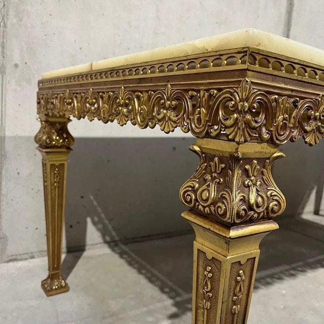 Cream Brass and Marble Living Room Table For Sale - Image 8 of 13