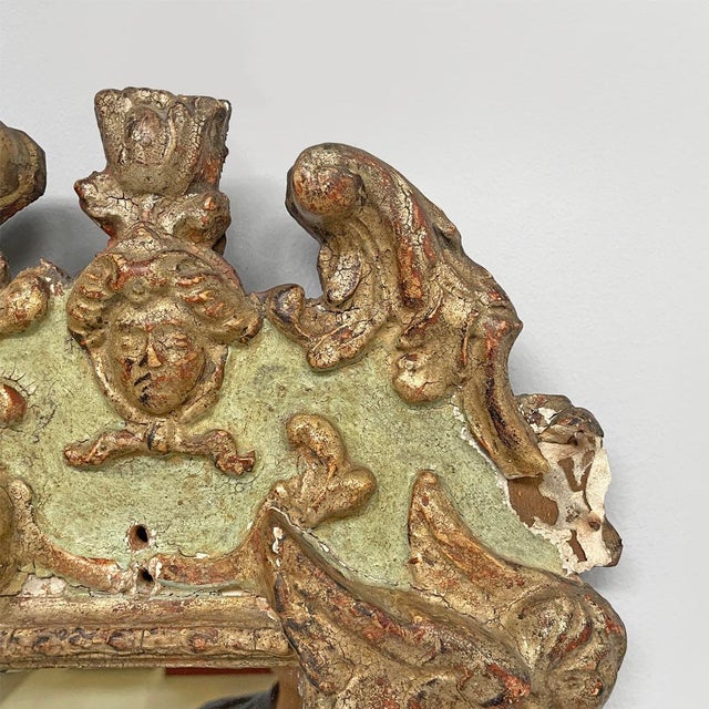 Antique Italian Mirrors in Rectangular Golden and Light Green Wood, 1900s, Set of 2 For Sale - Image 18 of 18