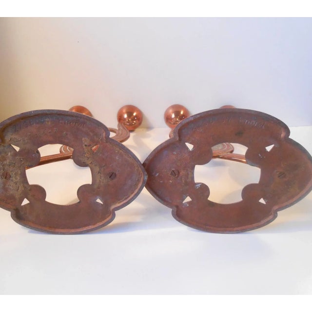 Antique Danish Art Nouveau Copper Candelabras, Set of 2 For Sale - Image 4 of 5