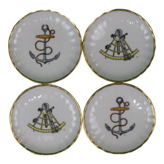 1940s Abercrombie & Fitch X Frank Vosmansky Yachting Porcelain Coasters- Set of 4 For Sale