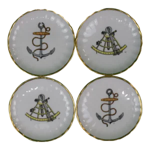 1940s Abercrombie & Fitch X Frank Vosmansky Yachting Porcelain Coasters- Set of 4