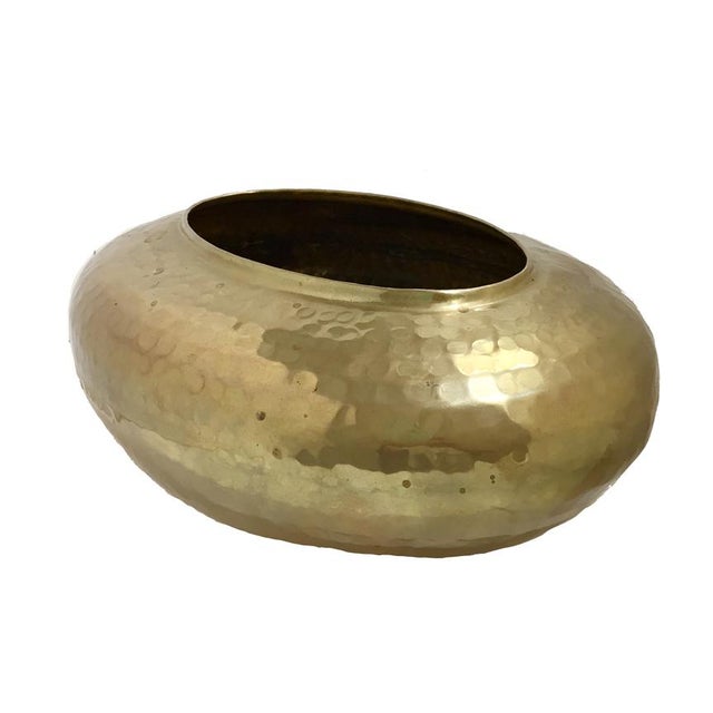 Vintage Brass Hammered Oval Planter Chairish