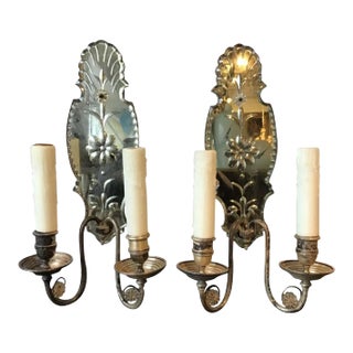 1920s Large Mirrored Sconces - A Pair For Sale