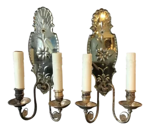 1920s Large Mirrored Sconces - A Pair
