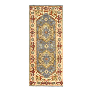 Pasargad DC Fine Hand Knotted Light Blue Runner Rug For Sale