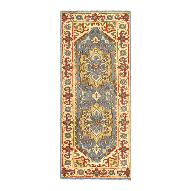 Pasargad DC Fine Hand Knotted Light Blue Runner Rug For Sale