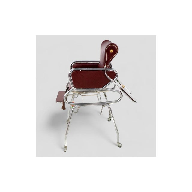 Vintage High Chair in Burgundy Leather with Tray and Potty, 1970s For Sale - Image 4 of 7