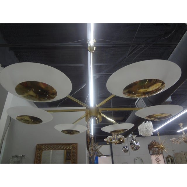 Metal 1980s Italian Brass and Glass Chandelier Attributed to Stilnovo For Sale - Image 7 of 12