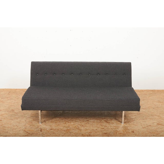 Modular Seating Sofa, Black Lacquered Steel Frame, Square Chrome-Plated Legs, Seat and Back Upholstered in Kvadrat Fabric,...