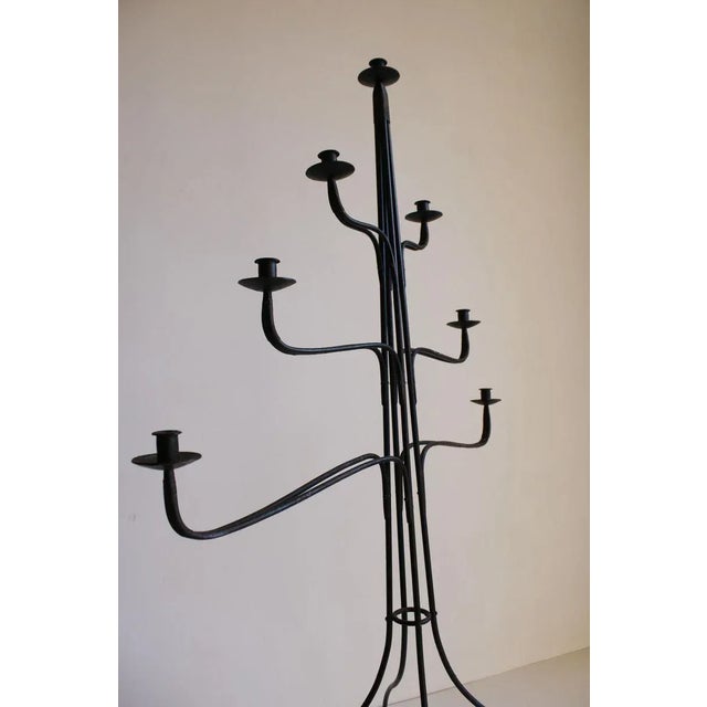 1950s Large Wrought Iron Floor Candelabra, 1950s For Sale - Image 5 of 18