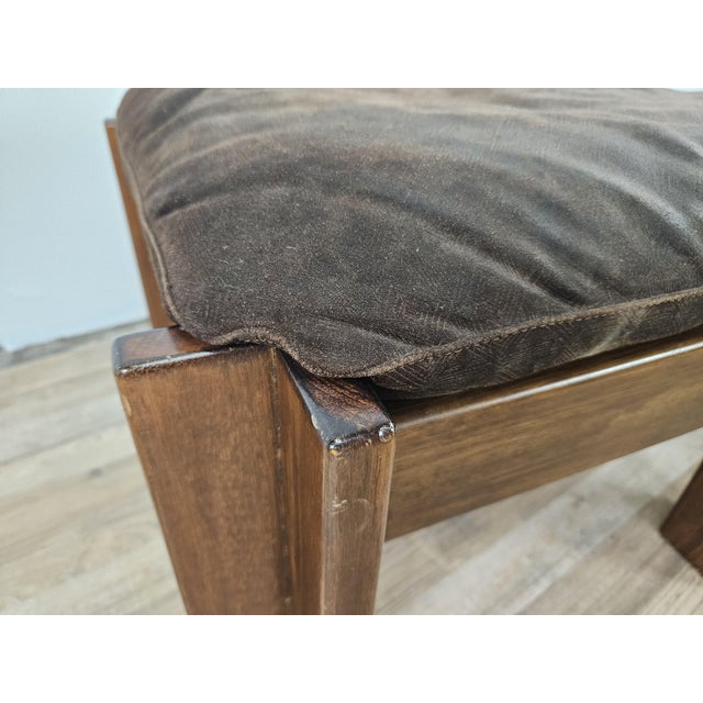Set of Vintage Walnut Poufs with Padding, 1970 For Sale - Image 6 of 16