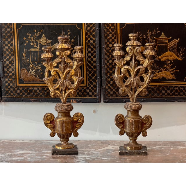 18th Century Italian Baroque Giltwood Prickets For Sale - Image 4 of 11