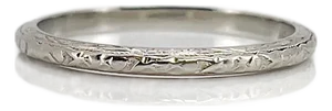 1920s Vintage White Gold Engraved Band, Size 6.25