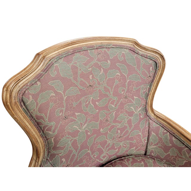 Wood Vintage French Louis XV Style Carved Wood Bergère Accent Armchair For Sale - Image 7 of 14