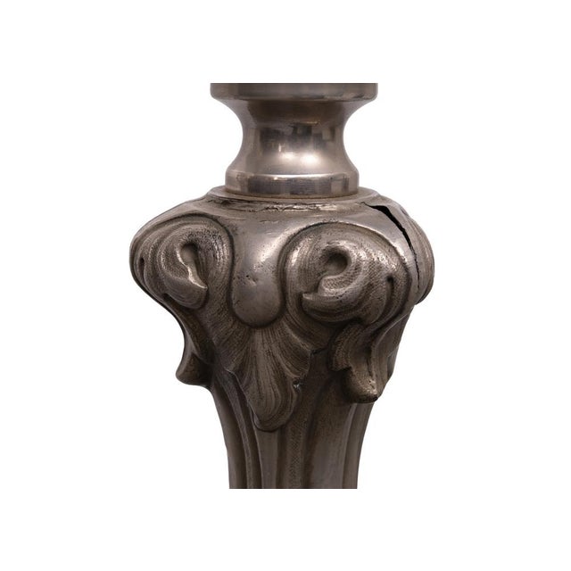 1900 - 1909 Antique Rococo Pewter Floor Lamp, Italy, 1900s For Sale - Image 5 of 10