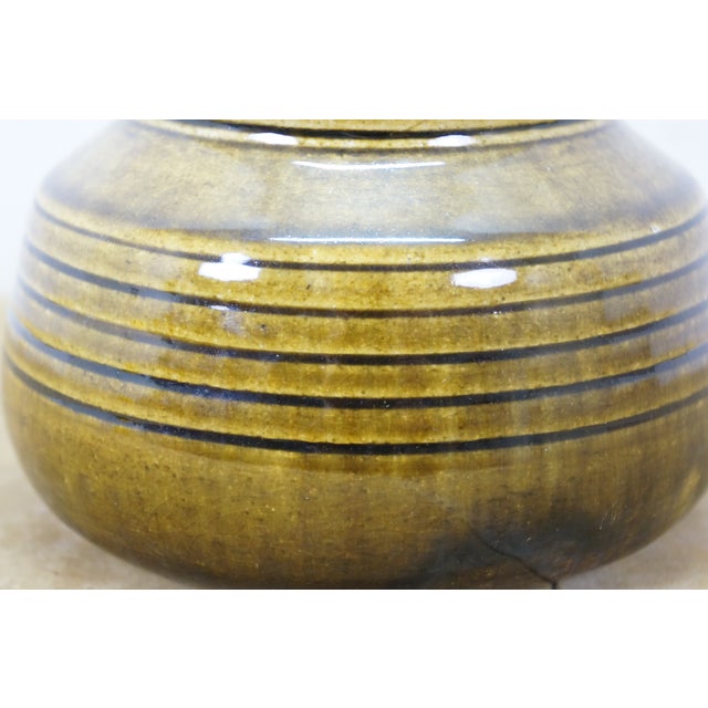 Thai Celadon Studio Art Pottery Ribbed Beehive Vase Pot Cachepot Jar 6" For Sale - Image 6 of 11