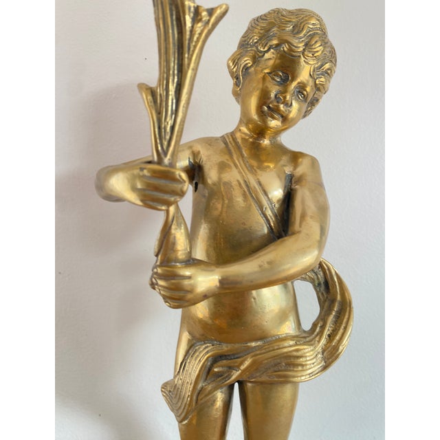 Putti with Torch, Late 19th Century, Gilt Bronze For Sale - Image 11 of 18