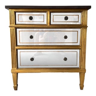 1980's Vintage Encore Ihf Églomise Mirrored Four-Drawer Nightstand For Sale