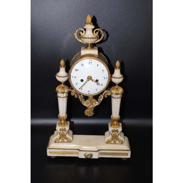 Louis XVI Portico Clock in Marble and Gilt Bronze For Sale - Image 18 of 18