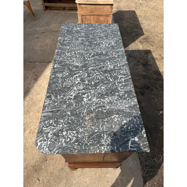 19th Century French Louis Philippe Commode from nice France. Made of walnut, with a veined gray Saint Anne marble top...