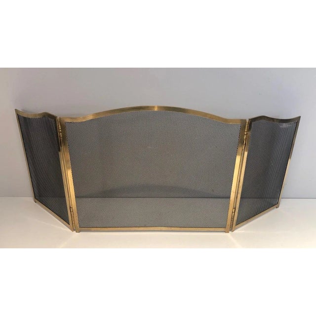 Circa 1970 French Neoclassical Style Brass Fireplace Screen For Sale - Image 12 of 13