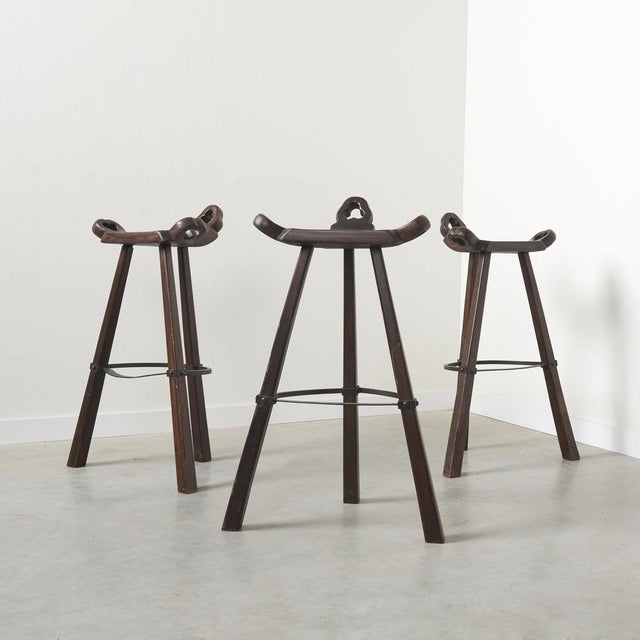 Metal Mid-Century Brutalist Spanish Bar with Marbella Bar Stools, 1960s, Set of 5 For Sale - Image 7 of 18