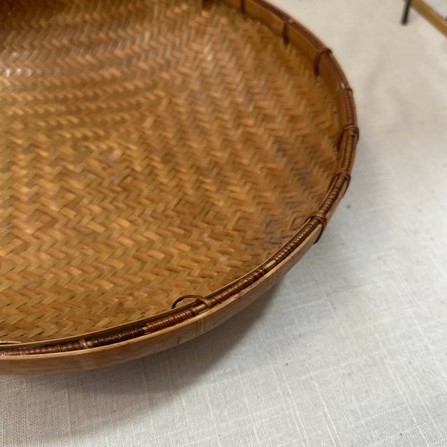 Large 1970s Wicker Hand Woven Bowl For Sale - Image 4 of 6