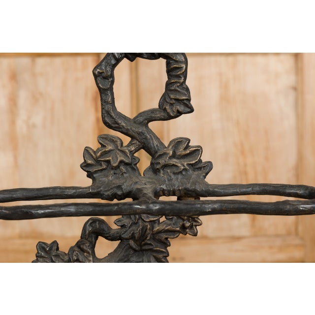 English Iron Umbrella Stand Depicting a Dog Sitting in front of a Tree For Sale - Image 10 of 11