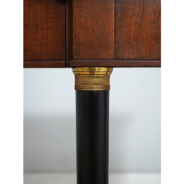 John Widdicomb Vintage Walnut Marble Top French Empire Console For Sale - Image 10 of 17