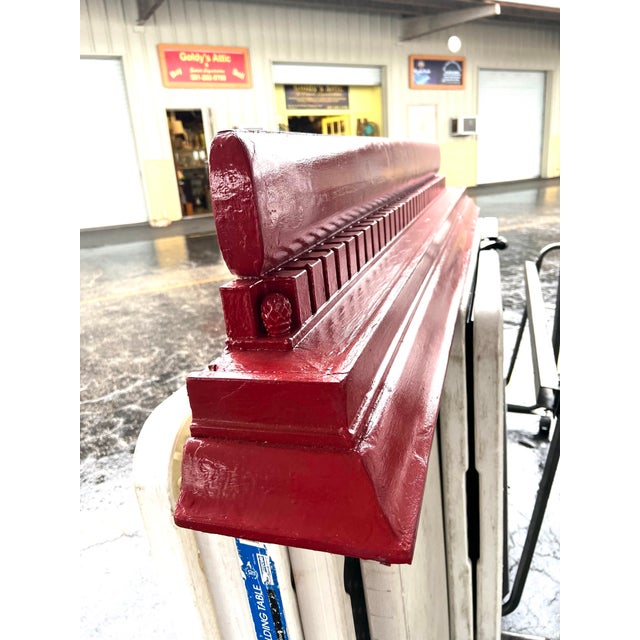 Wood Vintage Mantel Shelf Painted Red For Sale - Image 7 of 9