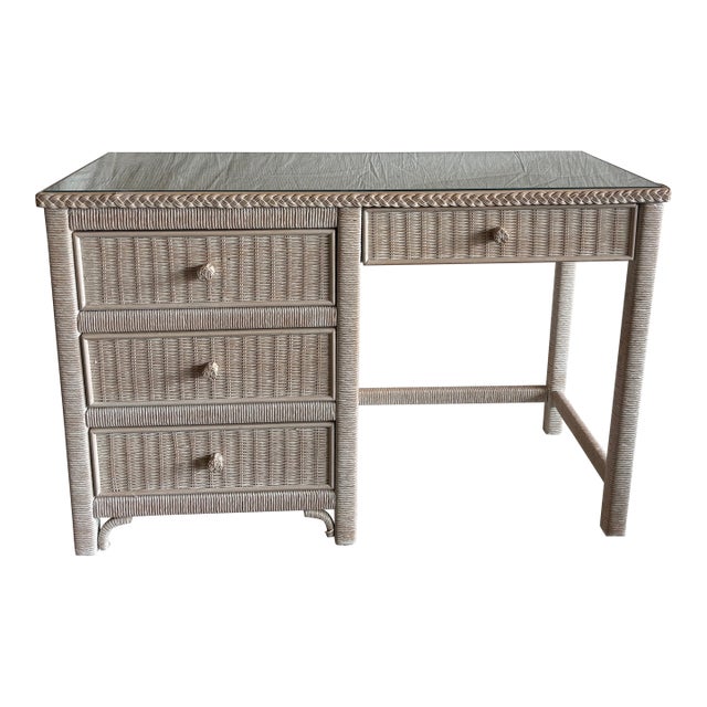 Vintage Henry Link Wicker Desk For Sale