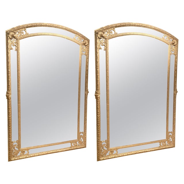Antique French Louis XV Style Full Length Giltwood Pier Mirrors, 19th Century, Set of 2 For Sale - Image 18 of 18