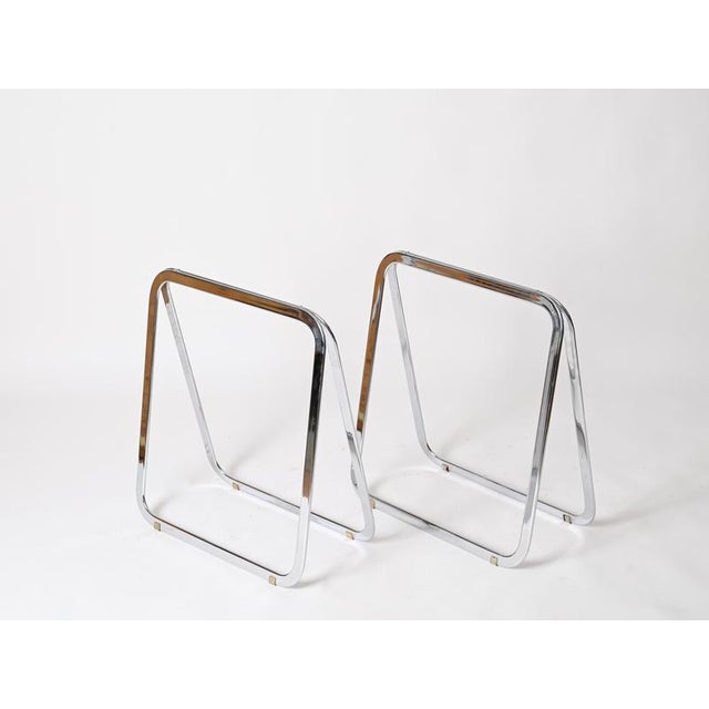 Italian Tubular Chromed Steel Trestles, 1970s, Set of 2 For Sale - Image 6 of 18