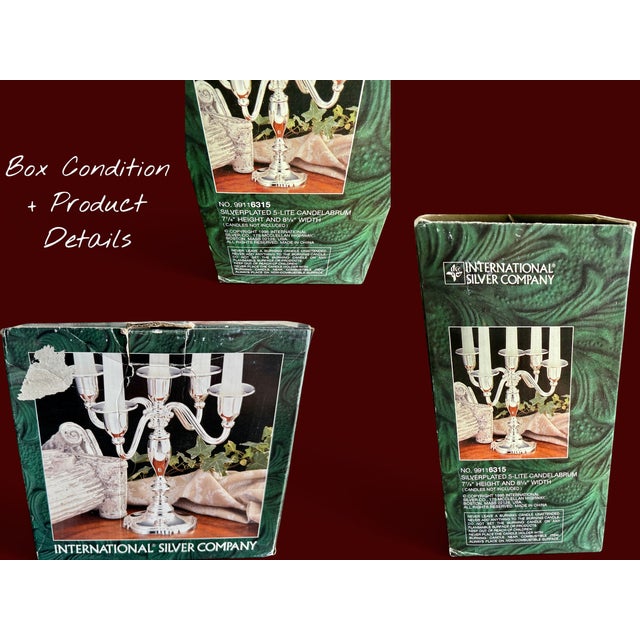 Vintage International Silver Silverplate 5 Arm Candelabra-Candle Holder-Wedding For Sale - Image 9 of 10