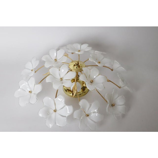 Ceiling Lamp with White Murano Glass Flowers by Hosel, 1980s For Sale - Image 15 of 18