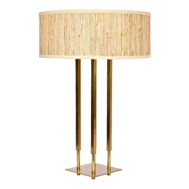 Tall Tommi Parzinger Style Stiffel "Columns" Brass Table Lamp For Sale