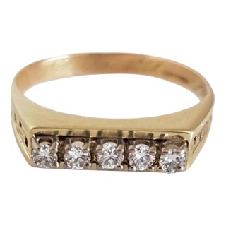 Vintage 14ct Yellow Gold Brilliant-Cut Diamond Dress Ring, 1970s For Sale