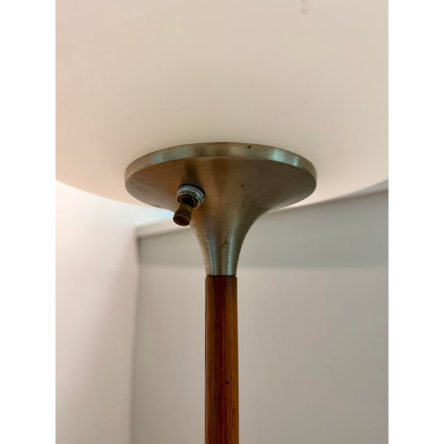 Vintage Mid Century Modern Laurel Rosewood Nickel Mushroom Floor Lamp For Sale In Chicago - Image 6 of 11