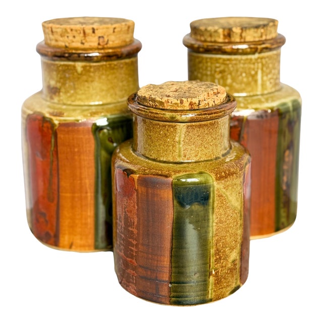 Vintage 1970s Japanese Pottery Canisters - Set of 3 For Sale