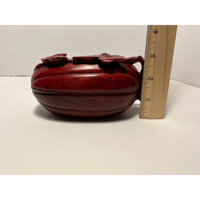 1960s Vintage Solid Red Wood Hand Carved Pumpkin Box For Sale - Image 9 of 9