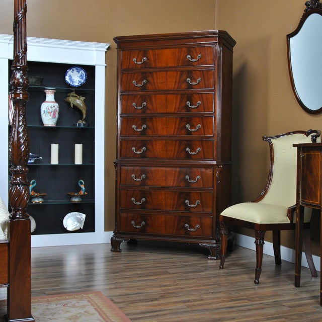 Wood Niagara Furniture Mahogany Chippendale Tall Chest For Sale - Image 7 of 14